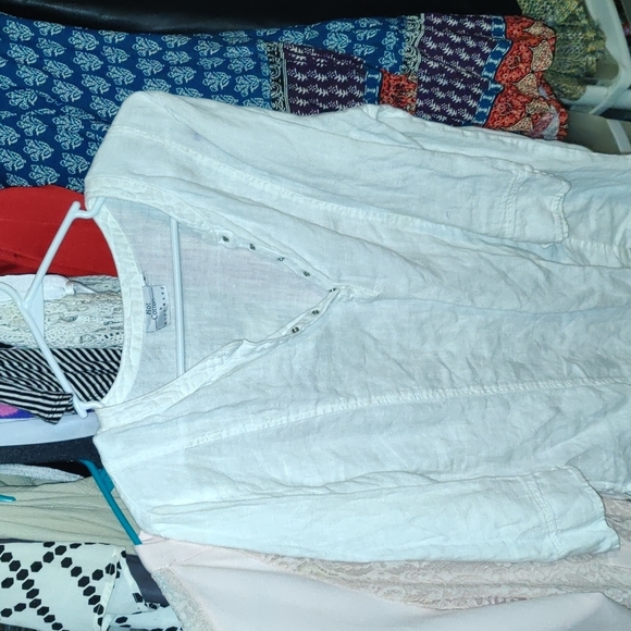 Hot cotton white linen blouse - Picture 5 of 6